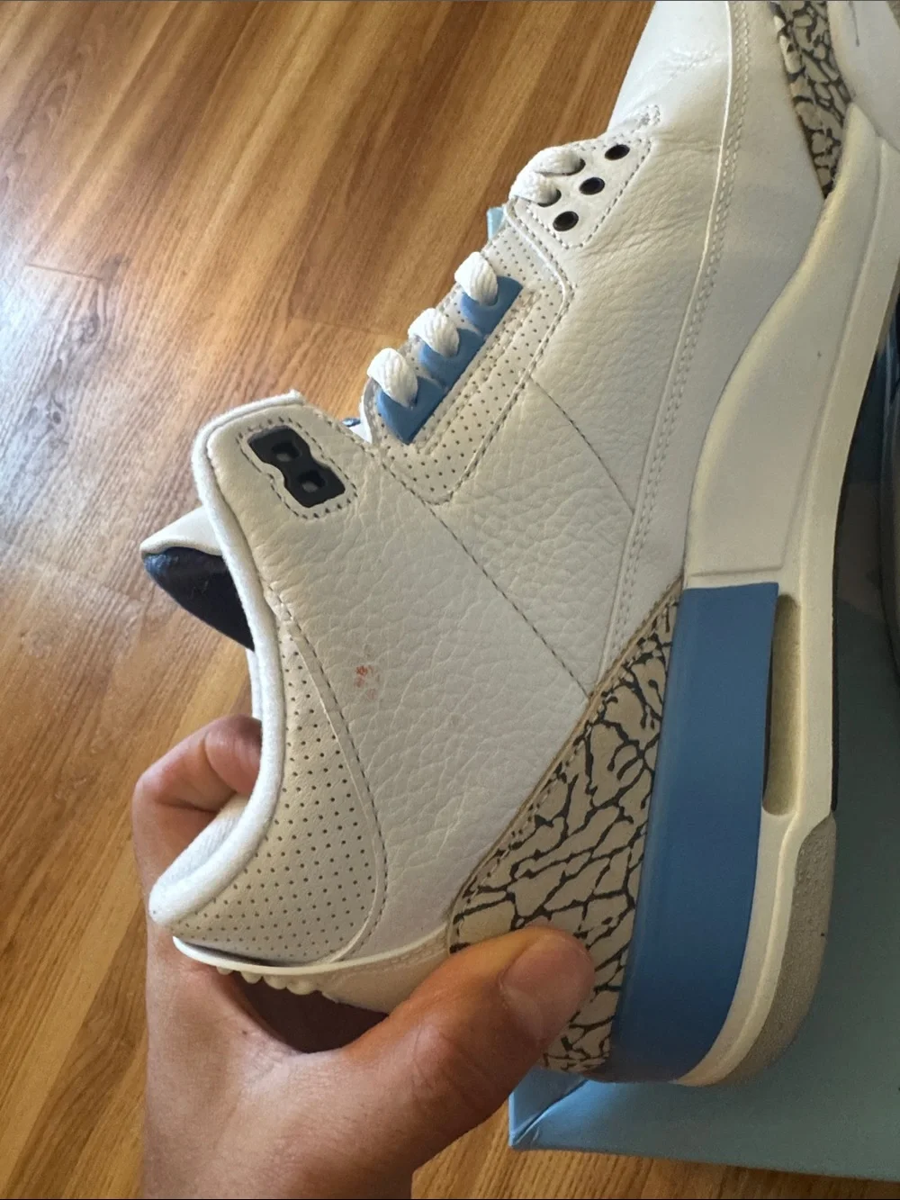 Jordan White and Light Blue Retro Sneakers